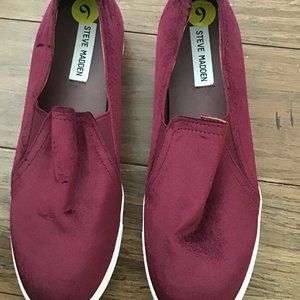 STEVE MADDEN KENZY 9M Burgundy Crushed Velvet Loafer/Sneaker/Slip-On NWOT*NICE*